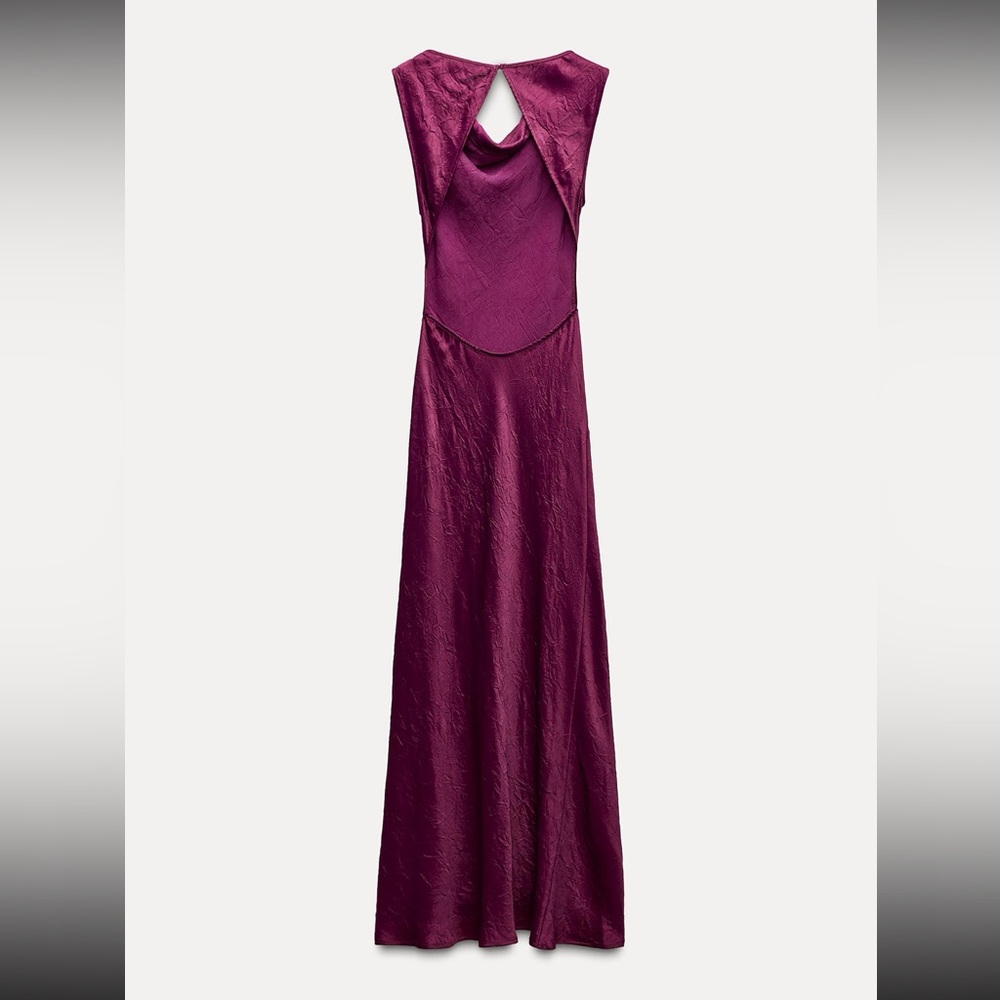 NWT Zara Satin Effect Open Back Dress - Picture 6 of 13